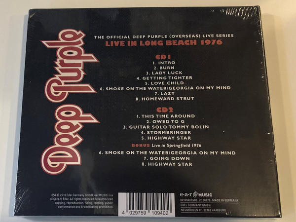 The Offical Deep Purple ‎(Overseas) Live Series – Long Beach 1976 / Bolin, Coverdale, Hughes, Lord, Paice / Deep Purple / Ear Music 2x Audio CD 2016 / 0210940EMU