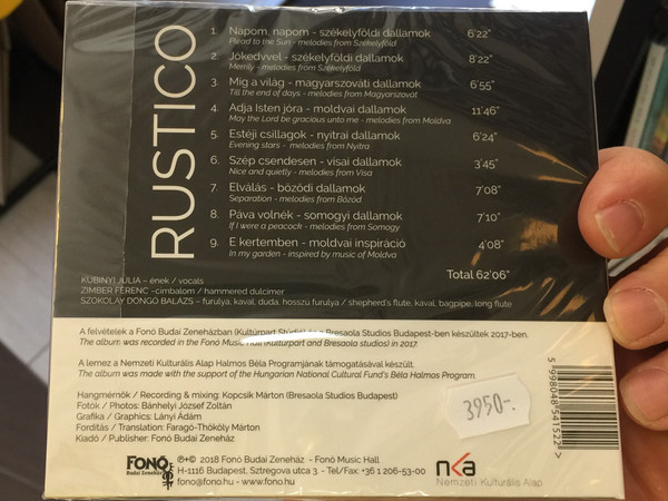 Kubinyi Júlia, Szokolay Dongó Balázs, Zimber Ferenc ‎– Rustico / Fonó Records ‎Audio CD 2018 / 5998048541522