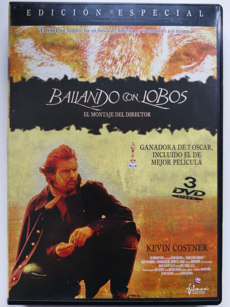 Dances with Wolves 3DVD 1990 Bailando con Lobos / Spanish release Director's cut / Directed by Kevin Costner / Starring: Kevin Costner, Mary McDonnell, Graham Greene, Rodney Grant (8420018999905)