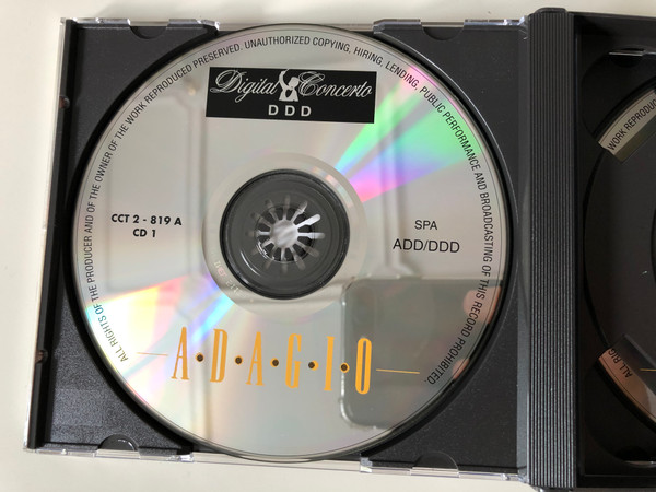 Adagio / Adagio from ''Spartacus'' (Theme from ''the Onedin Line'') - Khatchaturian / Concierto de Aranjuez: Adagio - Rodrigo / Air - Bach / Traumerei - Schumann / Adagio - Albinoni / Digital Concerto ‎2x Audio CD 1996 / CCT 2 - 819