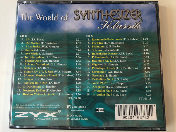 The World of Synthesizer - Klassik / Bolero, Ave Maria, Die Moldau, In Dulci Jubilo, Fantasie in D-dur, ...und viele mehr / ZYX Music 2x Audio CD 1998 / ZYX 11103-2