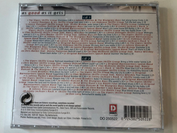 Skiffle - As good as it gets / Chris Barber, Johnny Duncan, Lonnie Donegan, The Vipers Skiffle Group, Chas McDevitt Skiffle Group, and many more... / Disky 2x Audio CD 2000 / DO 250522