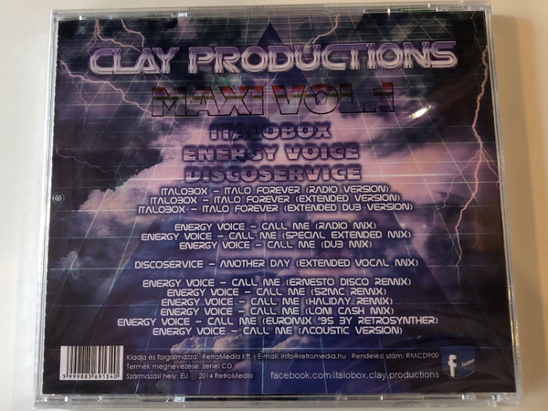 Clay Productions Maxi Vol. 1 / Italobox, Energy Voice, Clayback, Discoservice ‎/ Retro Media Kft Audio CD 2014 / RMCD900