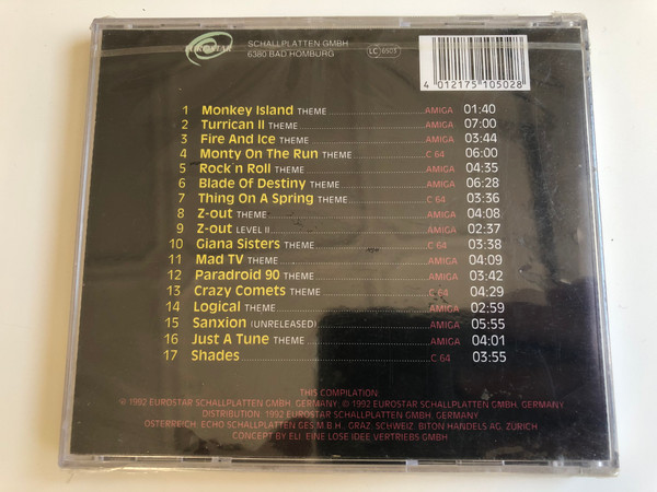 Power Game Hits / Best of adventure and action computer game tracks / Monkey Island Theme, Mad Tv Theme, Turrican II Theme, Rock'n Roll Theme, Z-out Theme / Eurostar ‎Audio CD 1992 / 39810502