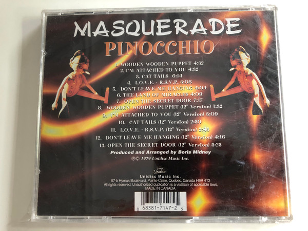 Masquerade ‎– Pinocchio / Produced by Boris Midney / Unidisc ‎Audio CD / SPLK-7147