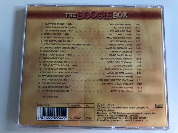 The Boogie Box Vol. 7 / Red Foley, Pee Wee King, Joe Lutcher, Milo Twins, Roy Brown, Johnny Tyler, Wayne Raney, Spade Cooley, Harry Dial, Jimmie Grissom, Oscar Peterson, Jesse Price, and many others / Tim Cz ‎Audio CD 2001 / 205542-202