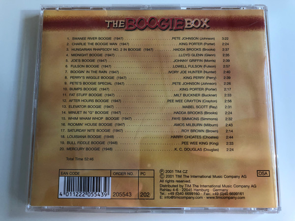 The Boogie Box Vol. 8 / Pete Johnson, King Porter, Hadda Brooks, Lloyd Glenn, Milt Buckner, Pee Wee Crayton, Mabel Scott, Faye Simmons, Anos Milburn, Harry Choates, Ivory Joe Hunter, K.C. Douglas, and many others / Tim Cz ‎Audio CD 2001 / 205543-202