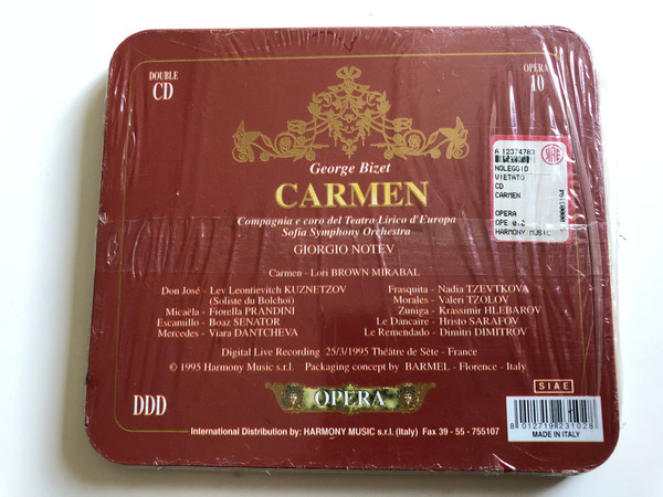 George Bizet - Carmen - Opera / New Talents For Third Millenium / Giorgio Notev / Double CD / Harmony Music Audio CD 1995 