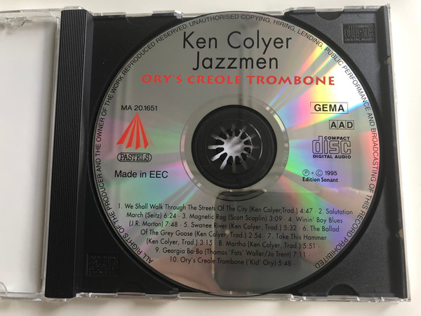 Ken Colyer Jazzmen ‎– Ory's Creole Trombone / Digital Remastered Jazz Edition / Take This Hammer, Winnin' Boy Blues, Georgia Bo-Bo, Magnetic Rag, u.a. / Pastels Audio CD 1995 / MA 20.1651
