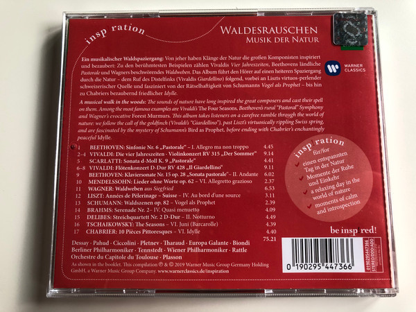 Waldes Rauschen - Musik Der Natur / Beethoven, Liszt, Tschaikowsky, Vivaldi, Wagner / Warner Music Audio CD 2019 / 0190295447366