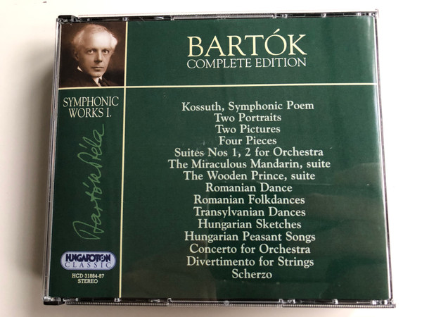 Bartok Complete Edition / Symphonic Works I. / Kossuth, Symphonic Poem, Two Portraits, Two Picture, Four Pieces, Suites Nos. 1, 2 for Orchestra, The Miraculous Mandarin, suite / Hungaroton Classic 4x Audio CD 2000 Stereo / HCD 31884-87