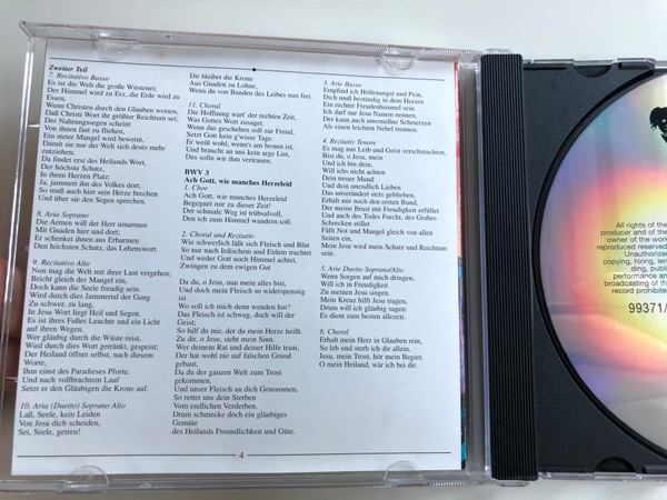 Bach Edition / Cantatas=Kantaten / Liebster Gott, Wenn Werd Ich Sterben? BWV 8, Ärgre Dich, O Seele, Nicht BWV 186, Ach Gott, Wie Manches Herzeleid BWV 3 / Brilliant Classics ‎Audio CD / 99371/5