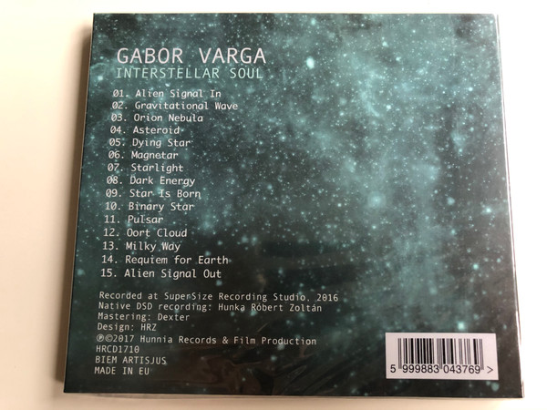 Gabor Varga - Interstellar Soul / Hunnia Records & Film Production ‎Audio CD 2017 / HRCD1710