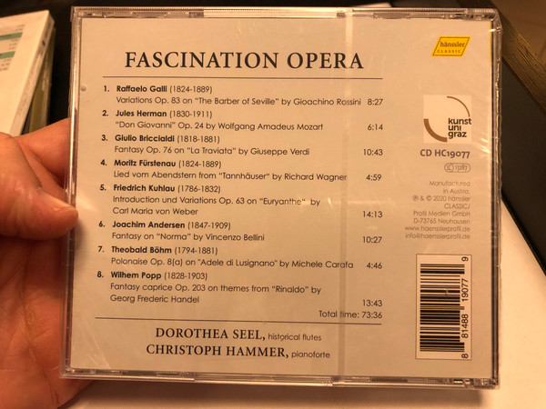 Fascination Opera / A virtuoso firework of fantasies and variations / Dorothea Seel - flutes, Christoph Hammer - pianoforte / Hanssler Classic Audio CD 2020 / CD HC19077