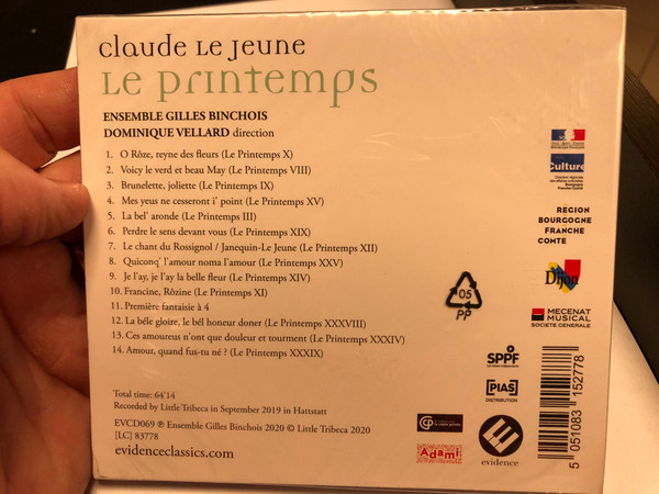 Claude Lejeune - Le Printemps / Ensemble Gilles Bincois, Dominique Vellard / Evidence Classics Audio CD 2020 / EVCD069