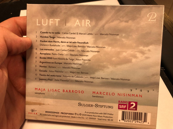 Luft, Air / Gardel, Nisinman, Piazzolla, Buxtehude / Maja Lisac Barroso, Marcelo Nisinman / Suisa Audio CD 2020 / 80202229423