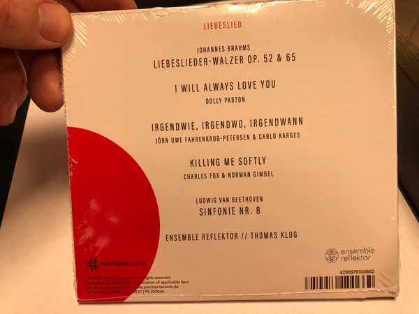 Ensemble Reflektor - Liebeslied / Dirigent: Thomas Klug / Paschen Records Audio CD 2020 / PR 200066