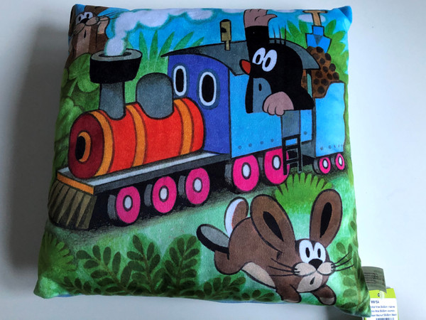 Krtek - Little Mole Pillow 30x30cm - locomotive / Krteček polštář, mašinka / Kissen Maulwurf, Maschine / Kisvakond párna, mozdony / Designed and Hand made in Czech Republic / 99915A (8590121502863)