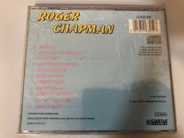 Roger Chapman & The Shortlist ‎– Hyenas Only Laugh For Fun / Castle Communications ‎Audio CD 1992 / CLACD 305