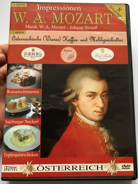 Impressionen W. A. Mozart DVD Impressions Mozart, Johann Strauss / Music by Johann Strauss and Mozart - Österreichische (Wiener) Kaffe und Mehlspeiskultur / Austrian recipes / 2 films - 8 languages (9002986630500)