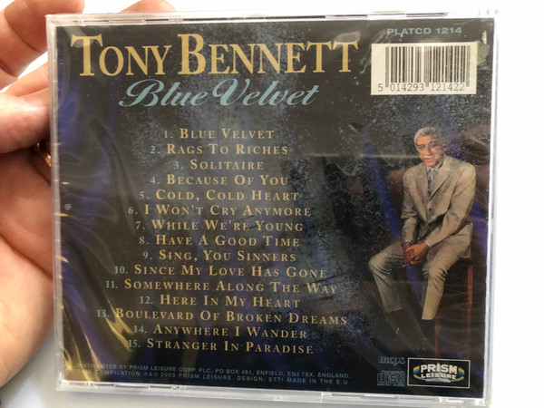 Tony Bennett ‎– Blue Velvet / Including:  Cold, Cold Heart, Solitaire, Rags To Riches, While We're Young, Because Of You / Prism Leisure ‎Audio CD 2003 / PLATCD 1214