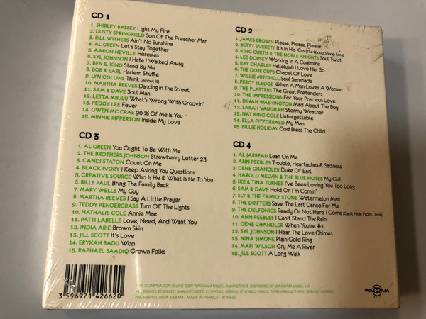 Soul! Soul! Soul! / L'Anthologie Soul: Classics & News!, Avec: James Brown, Erykah Badu, Al Green, Ray Charles, Shirley Bassey, Ike & Tina Turner, Raphael Saadiq... / Wagram Music 4x Audio CD 2009 / 3142662