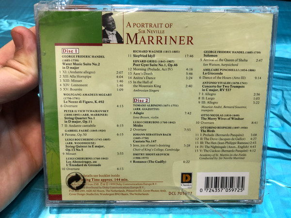 A Portrait Of Sir Neville Marriner / Water Music Suite No.2, Peer Gynt Suite No 1, Le Nozze Di Figaro, Siegfried Idyll, String Quartet No. 1, Academy Of St. Martin-in-the-Fields / Disky Classics 2x Audio CD 1999 / DCL 705972