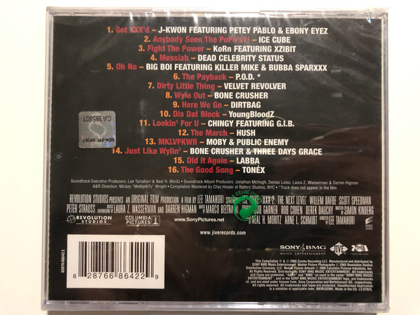 xXx 2: The Next Level - Music From The Motion Picture / Includes the new single from J-Kwon ''Get XXX'd'' featuring Petey Pablo and Ebony Eyez / New Music from: Big Boi, Ice Cube, P.O.D., Chingy / Jive Audio CD 2005 / 82876 68642 2