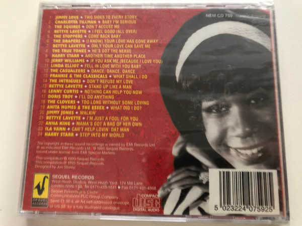 Soul Underground Volume One - Feelin' Good All Over / A Selection of 24 Northern Soul tracks from the vaults of Roulette End, Josie Jubilee, Gee Port, Calla / With legendary artists: Bettye Lavette, Lenny Curtis / Sequel Records Audio CD 1995 / NEM CD 759