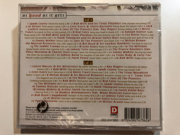 As Good As It Gets - Western Swing / Roy Rogers, Bob Wills, Gene Autry / Spade Cooley, Hank Thompson, Milton Brown, and many many more... / Disky 2x Audio CD 2000 / DO 247362