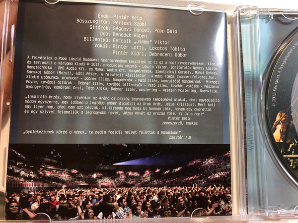 Pinter Bela - Jezus, Te Vagy Minden Almom / Ez Az A Nap! - Live Budapest Arena / Ismert Dalokkal: Homokba Irva, Hus-Ver Templom (Ft. Csiszer Laszlo), Tancol A Menny / Kerugma Audio CD / KERCD 20