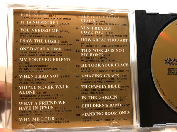 Songs Of Inspiration - Daniel O'Donnell / 20 Tracks Featuring: Footsteps, My Forever Friend, Why Me Lord, Amazing Grace, It Is No Secret, How Great Thou Art / Ritz Records Audio CD 1996 / RITZ BCD 709