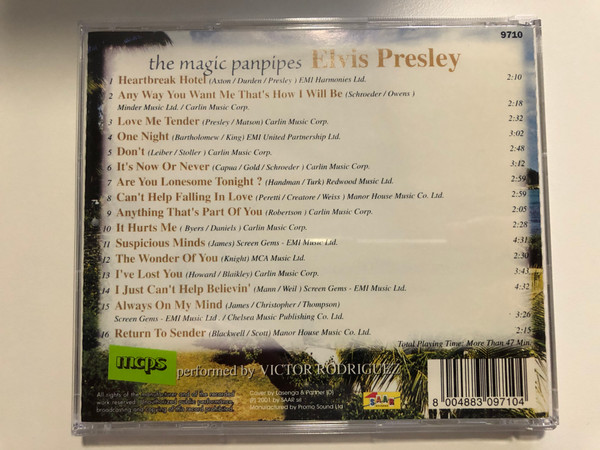 The Magic Panpipes - Elvis Presley / Love Me Tender, Return To Sender / It's Now Or Never, Are You Lonesome Tonight? and many others / Performed by Victor Rodriguez / Sound Of Magic Audio CD 2001 / 9710