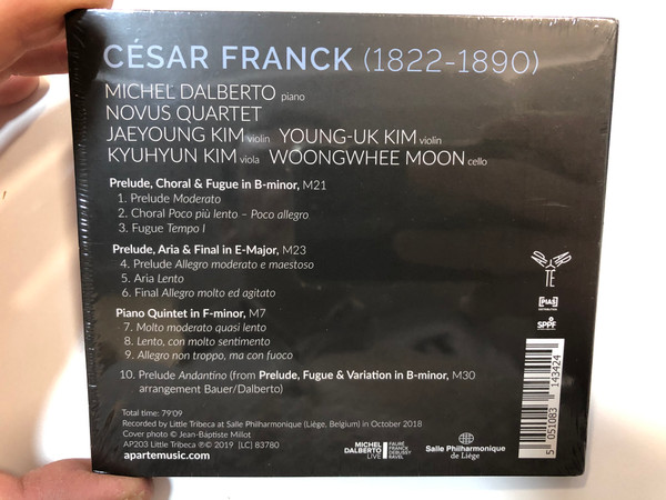 Michel Dalberto & Novus Quartet, César Franck – Piano Works, Quintet / Aparté Audio CD 2019 / AP203