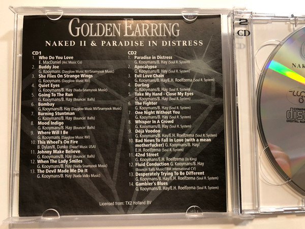 Golden Earring – Naked II & Paradise In Distress / She Files On Strange Wings, Bombay, Buddy Joe, Mood Indigo, Where Will I Be, When The Lady Smiles, The Devil Made Me Do It / Landmark 2x Audio CD 2004 / LM 870162-4