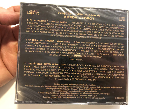 Fényben Fürdött Minden Év - Korda György / Reader's Digest 3x Audio CD 2003 / RM-CD03091-1-3