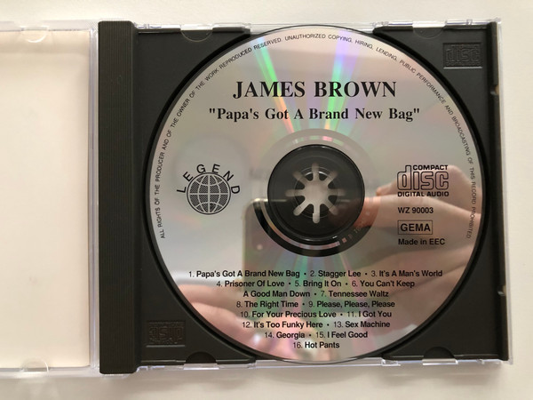 James Brown – ''Papa's Got A Brand New Bag'' / Stagger Lee, It's A Man's World, Tennessee Waltz, Sex Machine, I Feel Good, and many more... / Legend Audio CD 1993 / WZ 90003