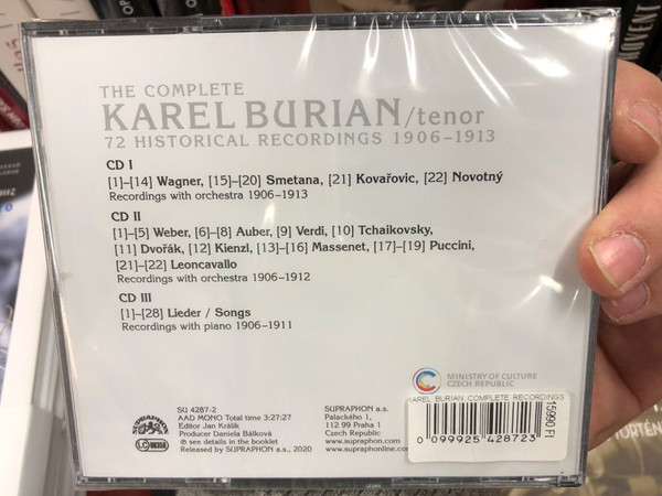 Karel Burian - Complete Recordings 1906-1913 / Supraphon 3x Audio CD 2020 Mono / SU 4287-2