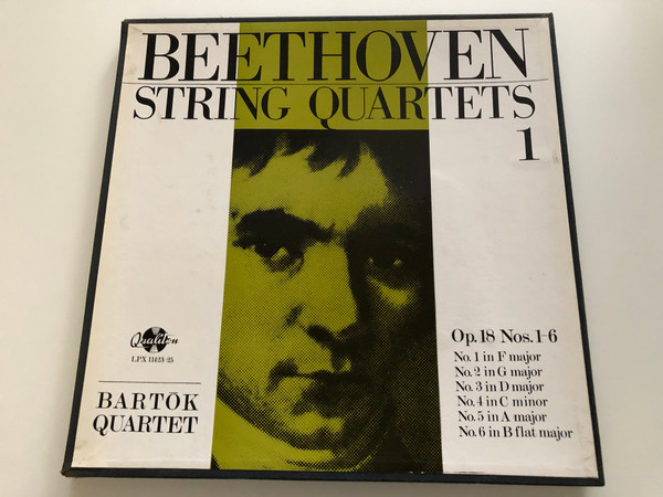 Beethoven: String Quartets 1 / Bartók Quartet / Op. 18 Nos. 1- 6: No. 1 in F major, No. 2 in G major, No. 3 in D major, No. 4 in C minor, No. 5 in A major, No. 6 in B flat major / Hungaroton 3x LP Stereo / LPX 11423-25