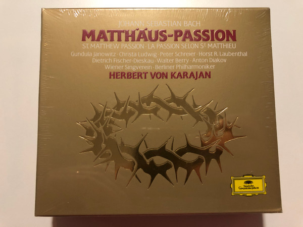 Johann Sebastian Bach - Matthäus-Passion: St. Matthew Passion, La Passion Selon St Matthieu / Herbert von Karajan / Gundula Janowitz, Christa Ludwig, Peter Schreier / Deutsche Grammophon 3x Audio CD Stereo / 419 789-2