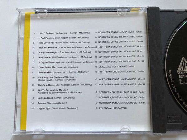 Beathoven - Beatles... Nekünk / Zebra Audio CD 1993 / 521358-2 