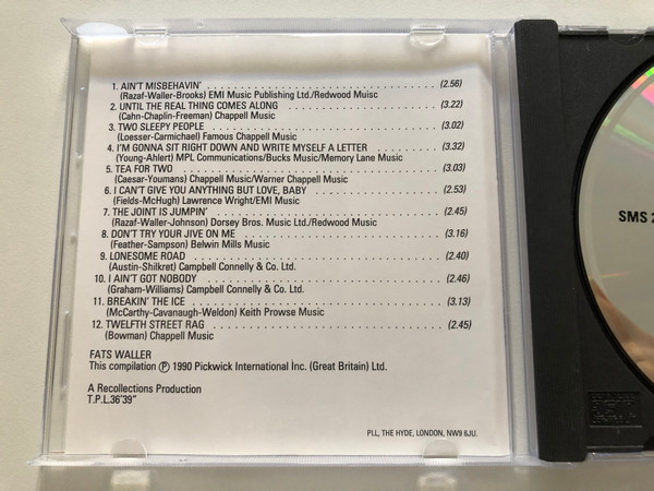 Fats Waller – Ain't Misbehavin' / Pickwick International Audio CD 1990 / SMS 20