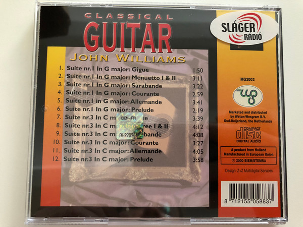 Classical Guitar - John Williams / Bouree, Prelude, Menuetto, Courante / Millennium Gold Audio CD 2000 / MG2002