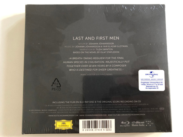 Last And First Men - Jóhann Jóhannsson & Yair Elazar Glotman / Film On Blu-Ray Disc And Original Score Recording On CD, Featuring Narration By Tilda Swinton / Deutsche Grammophon Audio CD 2020 / 483 7410