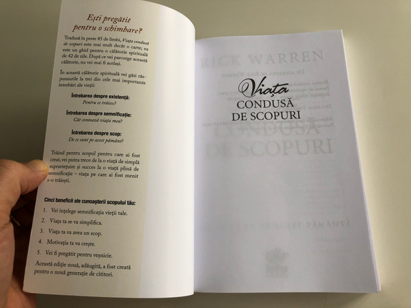 Viata Condusă De Scopuri by Rick Warren / Romanian translation of Purpose-driven Life / What on Earth Am I Here For? / De ce Sunt Pe acest Pământ? / Life Publishers / Paperback 2014 (9789737908803)