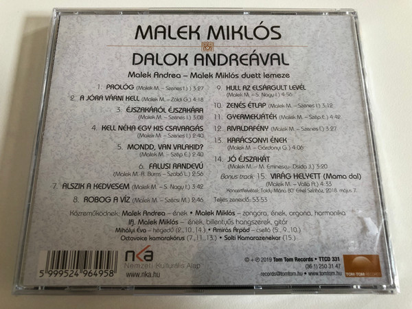 Malek Miklos - Dalok Andreaval / Malek Andrea - Malek Miklos duett lemeze / Tom Tom Records Audio CD 2019 / TTCD 331
