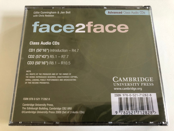  Face2face Advanced Class / 3 Audio CDs / Authors: Chris Redston, Jan Bell & Gillie Cunningham / Publisher: Cambridge University Press (9780521712828)