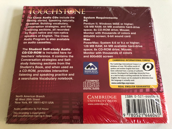 Touchstone Class: 1 / Audio CD/CD-ROM / Authors: Michael J. McCarthy, Jeanne McCarten, Helen Sandiford / Publisher: Cambridge University Press (9780521666060)