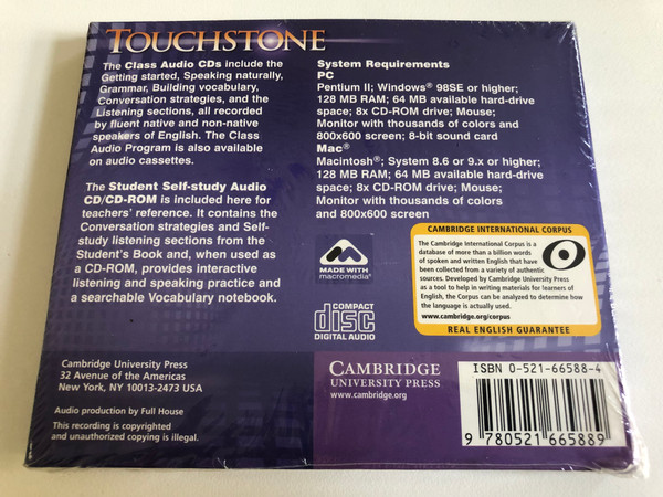 Touchstone Class: 4 / Audio CD/CD-ROM / Authors: Michael J. McCarthy, Jeanne McCarten, Helen Sandiford Publisher: Cambridge University Press (9780521665889)