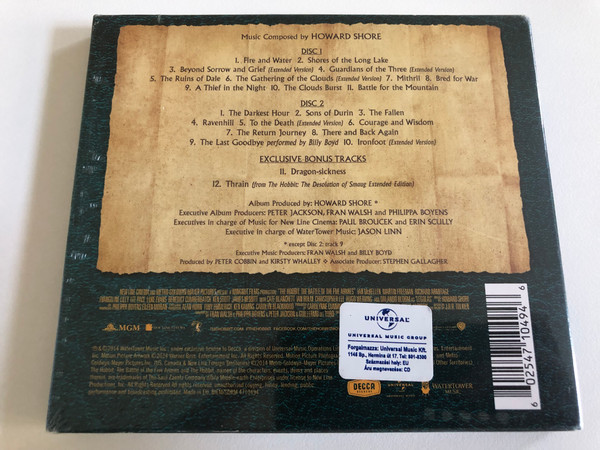 The Hobbit: The Battle of the Five Armies / Motion Picture Soundtrack / Composed By: Howard Shore / 2 CD / Special Edition / Made in the EU (602547104946)